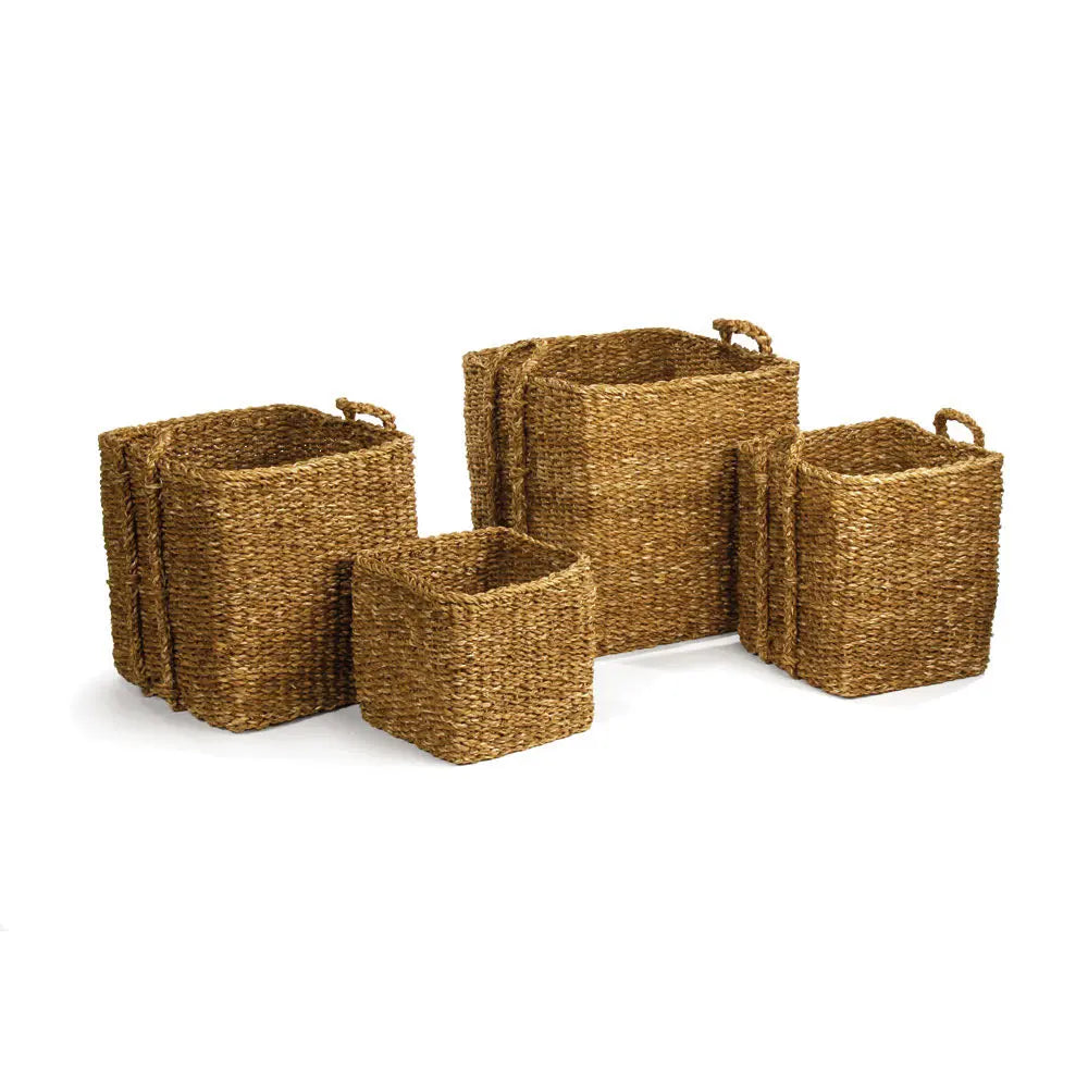 SEAGRASS APPLE BASKETS, SET OF 3 PLUS BIN Villa Decor & Design