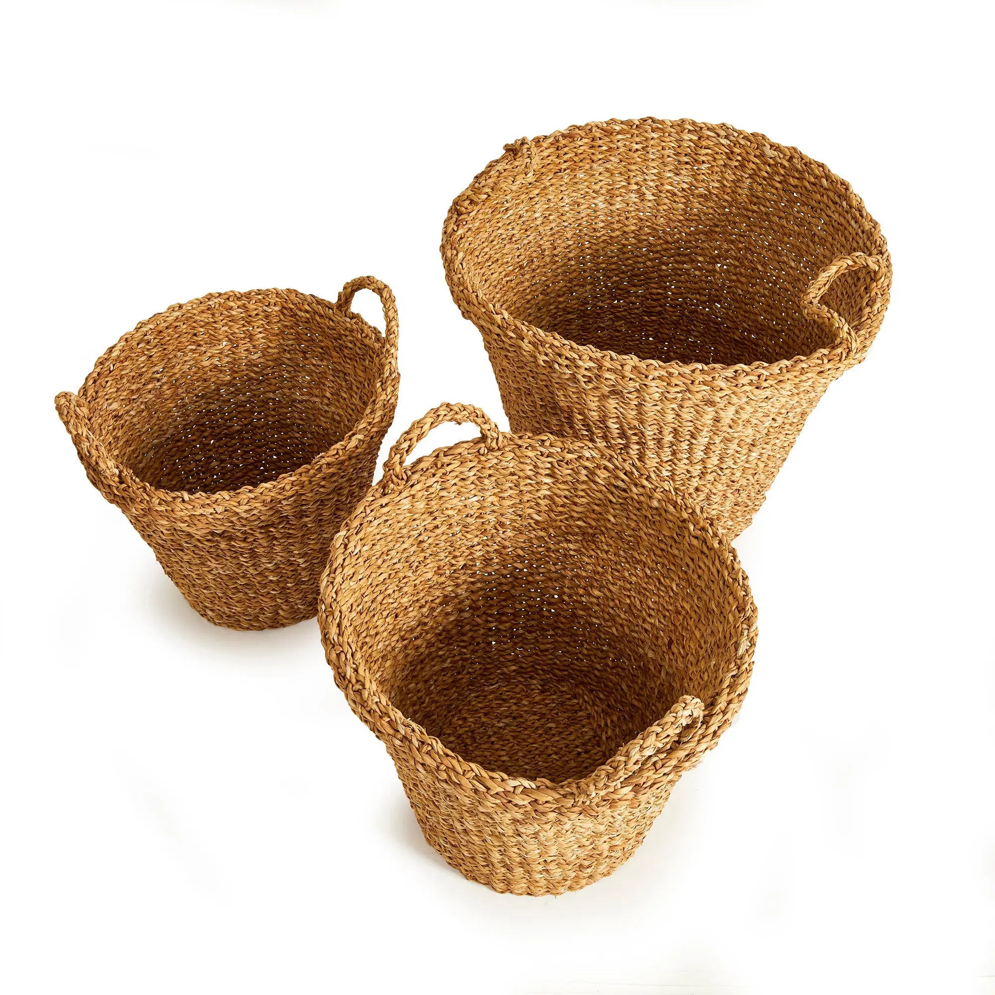 SEAGRASS TAPERED BASKETS WITH HANDLES, SET OF 3 Villa Decor & Design