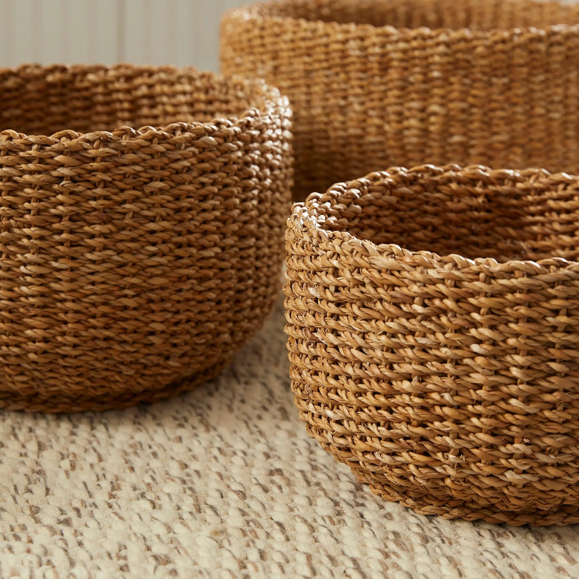SEAGRASS CYLINDRICAL BASKETS, SET OF 3 Villa Decor & Design