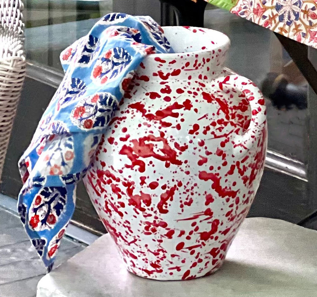 Taverna Speckled Two-Handled Jug, Red/White