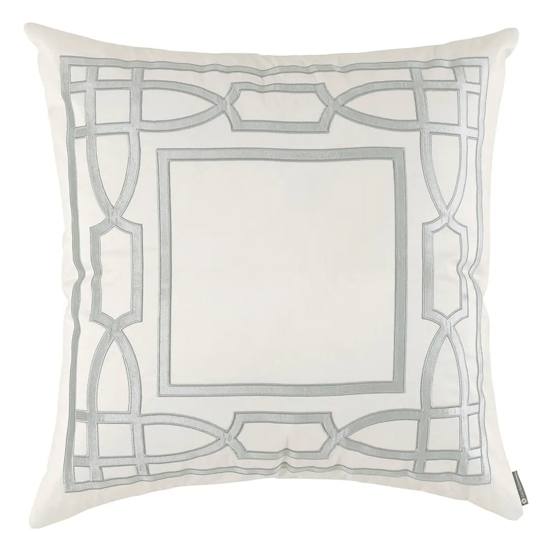 Trey Euro Border Pillow Ivory / Aquamarine 28x28 - Villa Decor & Design
