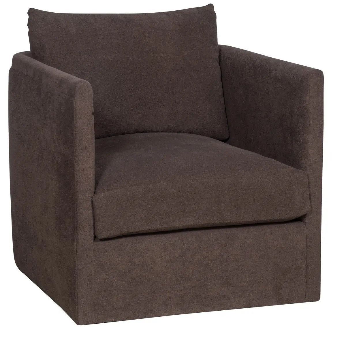 Brown armchair with a single cushion on a white background