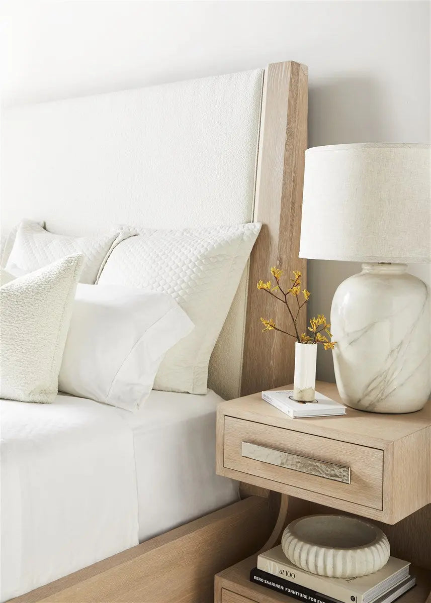 Ridge King Bed - Kempsey Sheepskin Fabric | Navajo Finish Vanguard