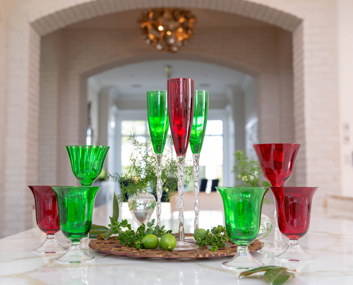 Adriana Champagne Glasses, Red – Set of 4