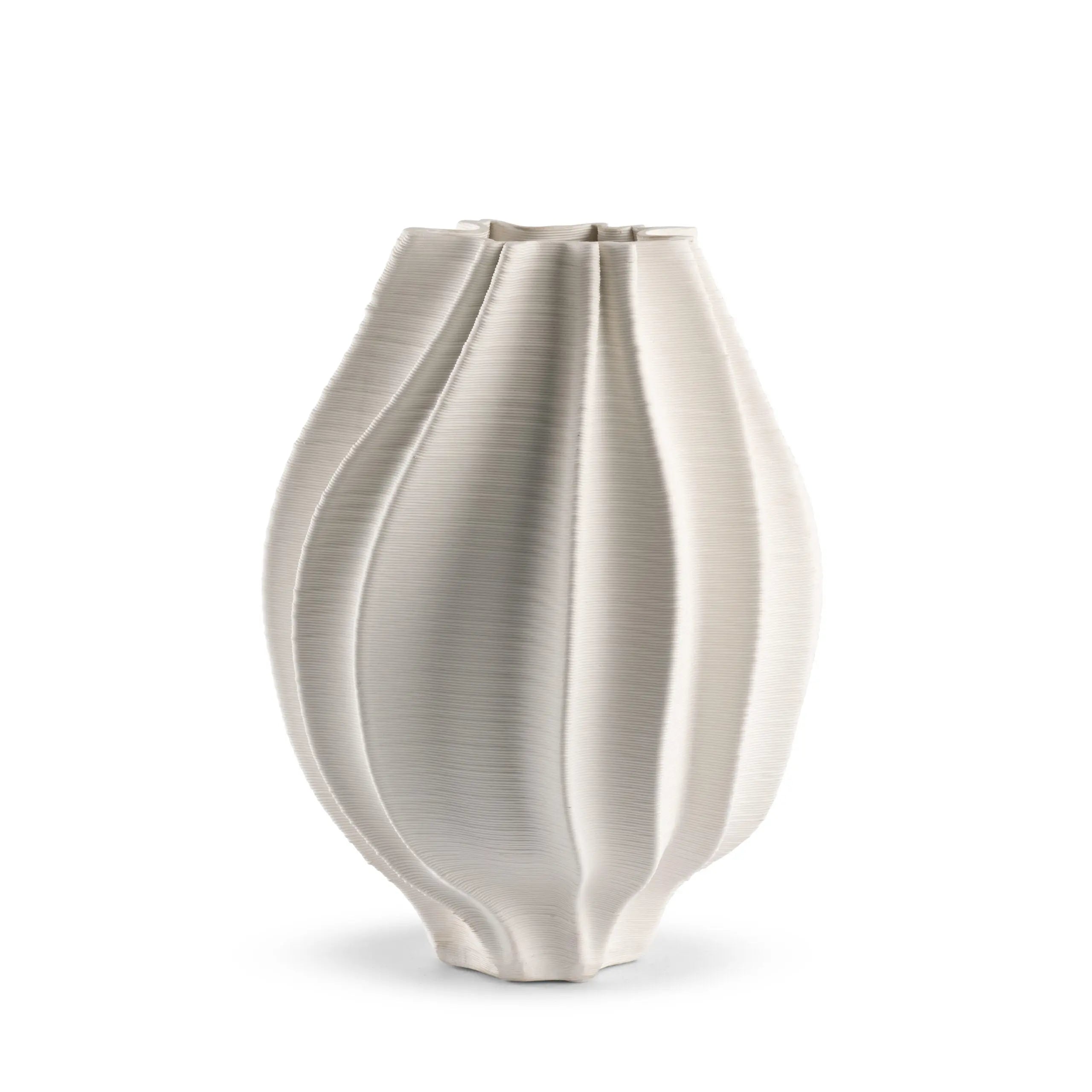 Callie Ceramic Vase - Sculptural Off-White Ridged Vessel (Small or Large) - Villa Decor & Design