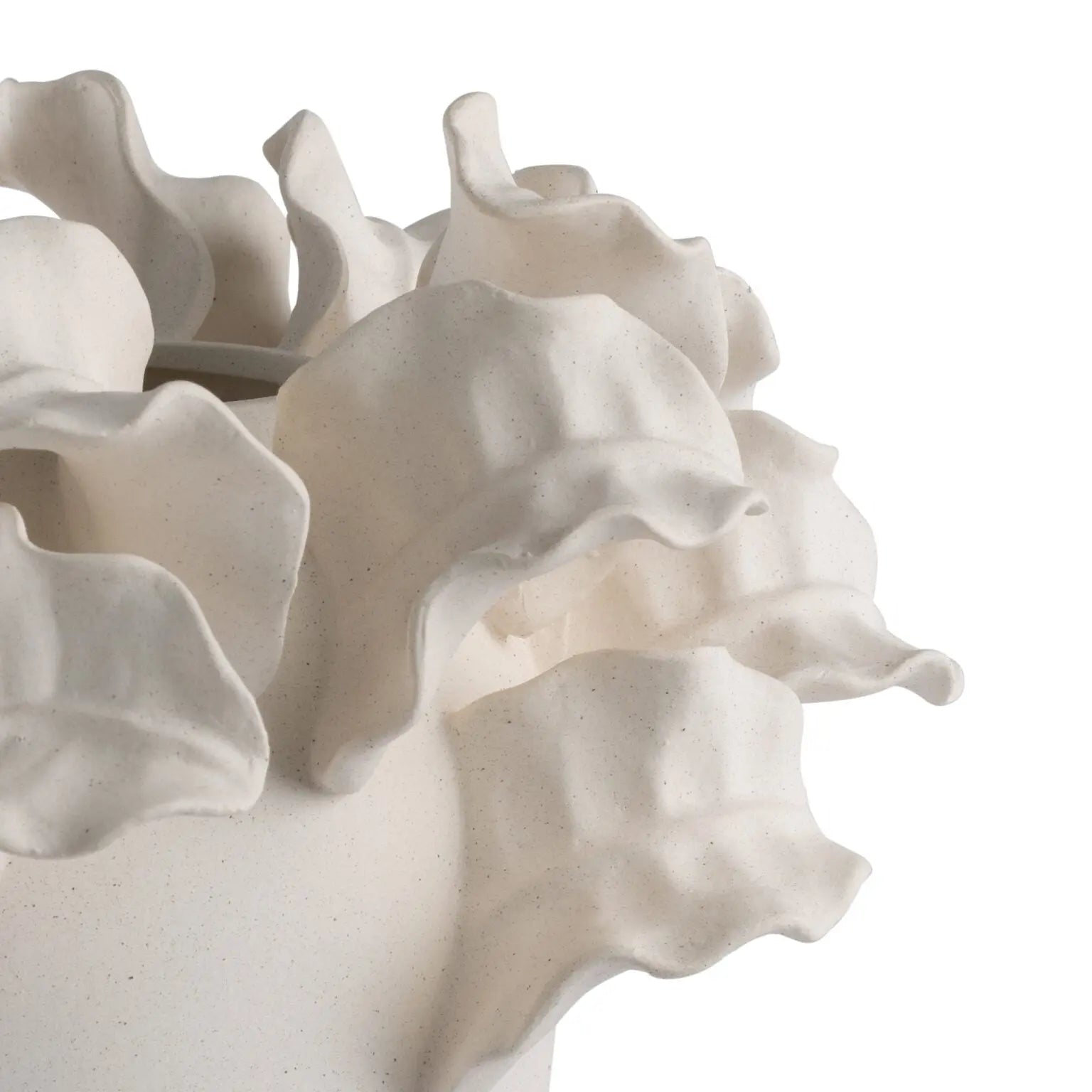 Isla Ceramic Vase - 12" Matte Off-White Botanical Sculptural Vessel - Villa Decor & Design