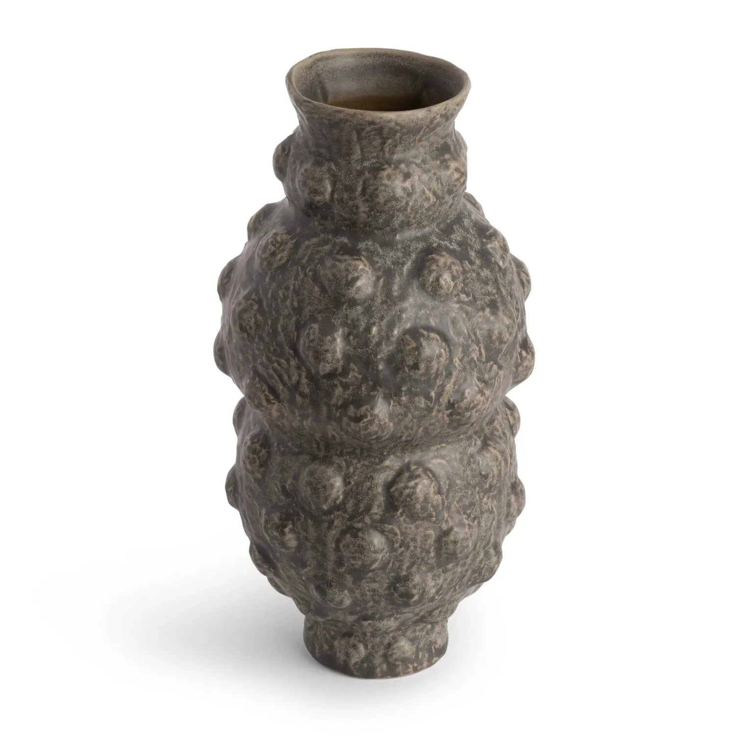 Tobias Sculptural Vase - 18" Weathered Gray & Brown Ceramic Statement Piece Flow Decor