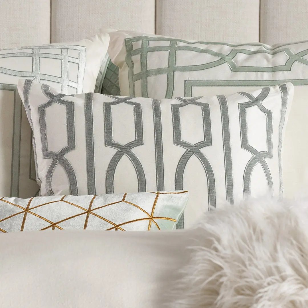 Trey Square Pillow Ivory / Aquamarine 24x24 Lili Alessandra