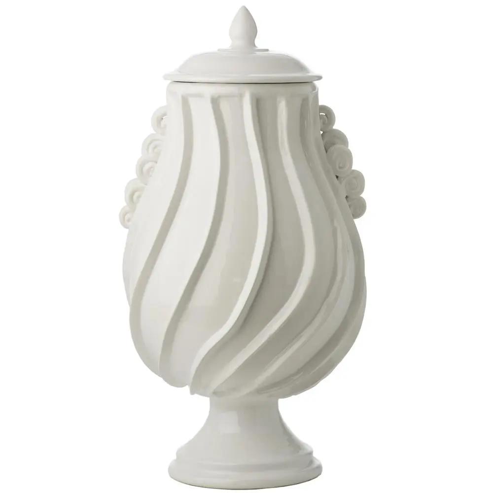 Santa Barbara Urn - 25" Italian Hand-Applied Ribbon Ceramic Urn - Villa Decor & Design