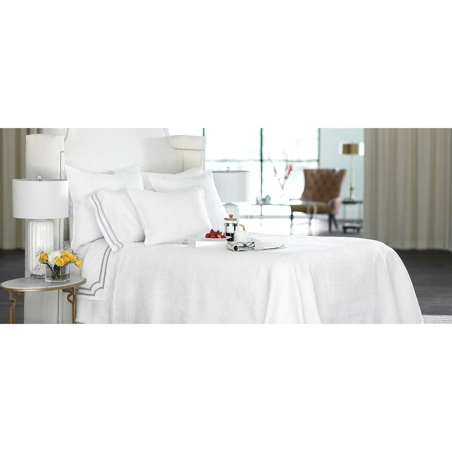 Battersea European Pillow White Cotton 26X26 (Insert Included) Lili Alessandra