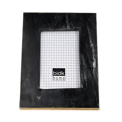 Black marble picture frame with brass finish holding 5x7 photo - premium stone frame for modern home décor and coffee table styling