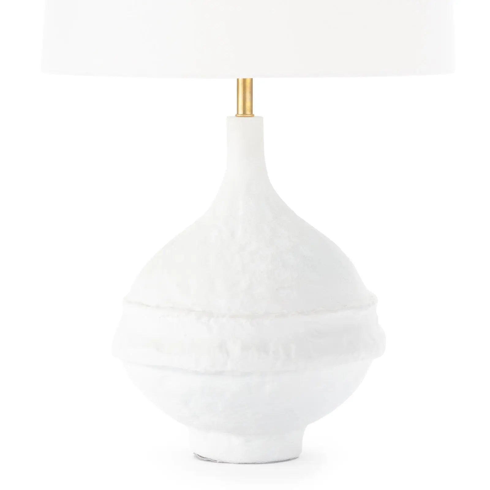 White ceramic vase with a gold accent on a white background