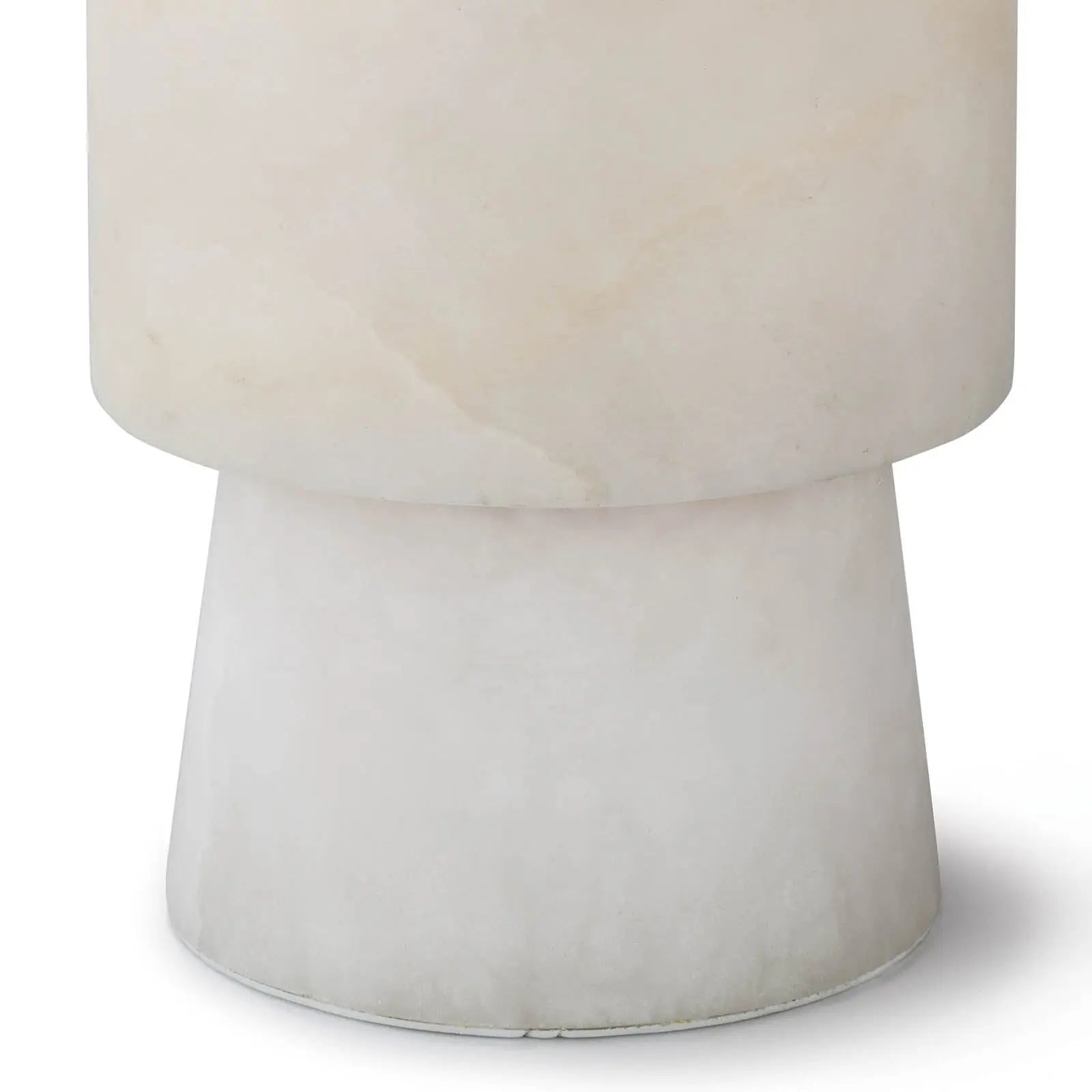 Hazel Alabaster Uplight, a small decorative lamp made from translucent natural alabaster stone, directing light upwards.