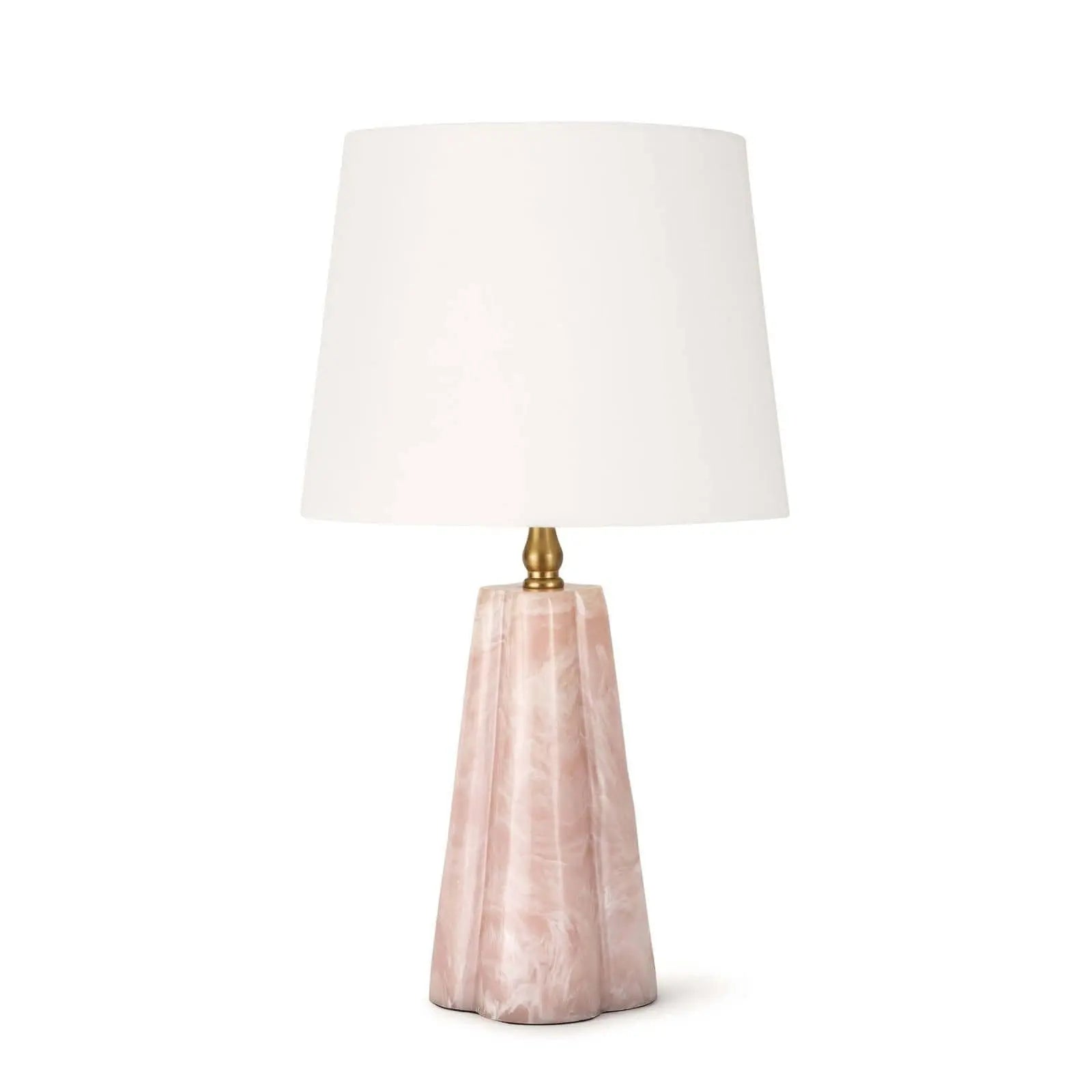 Joelle Mini Lamp - rose resin accent table lamp with sculptural base and linen shade for modern glam interior lighting