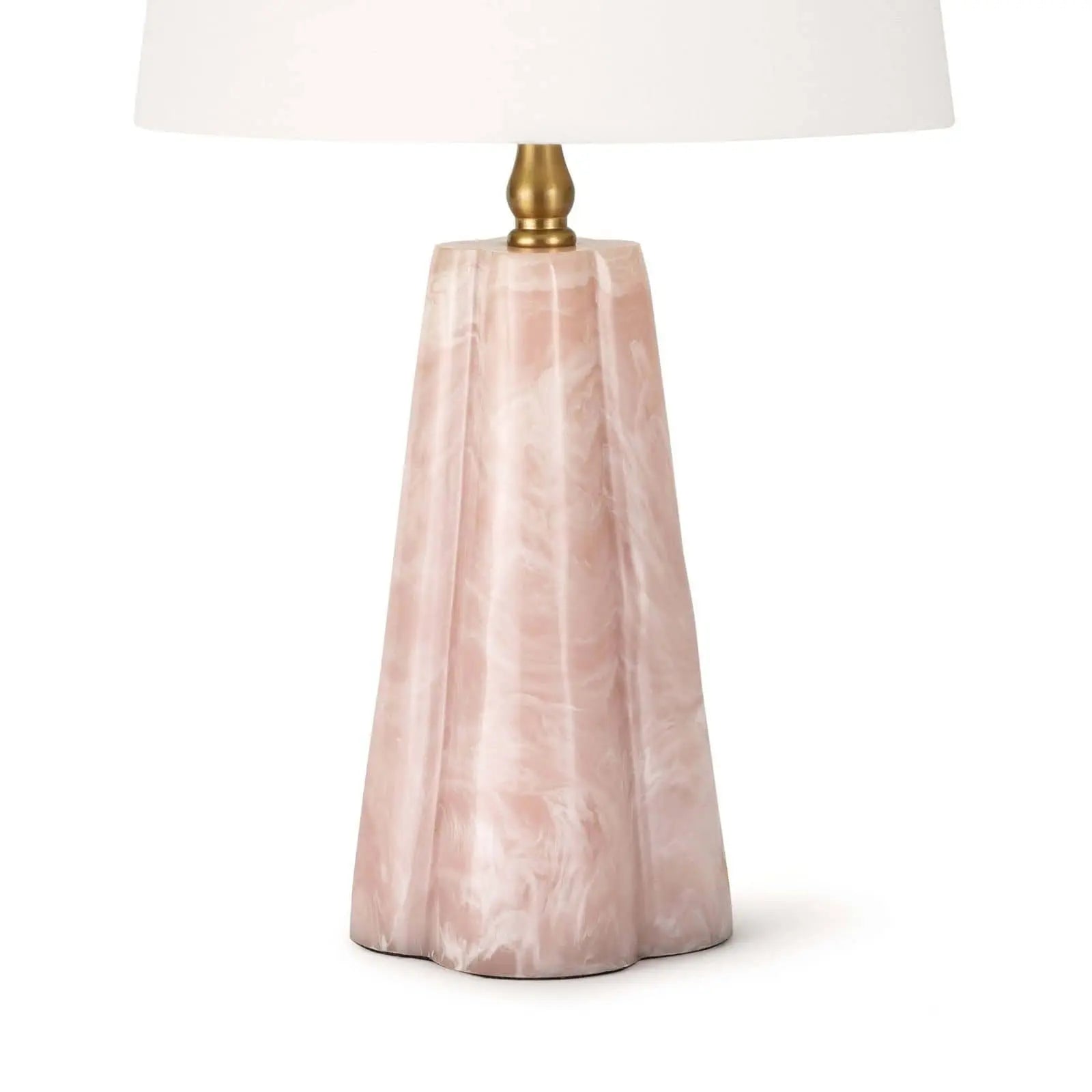 Joelle Mini Lamp - rose resin accent table lamp with sculptural base and linen shade for modern glam interior lighting