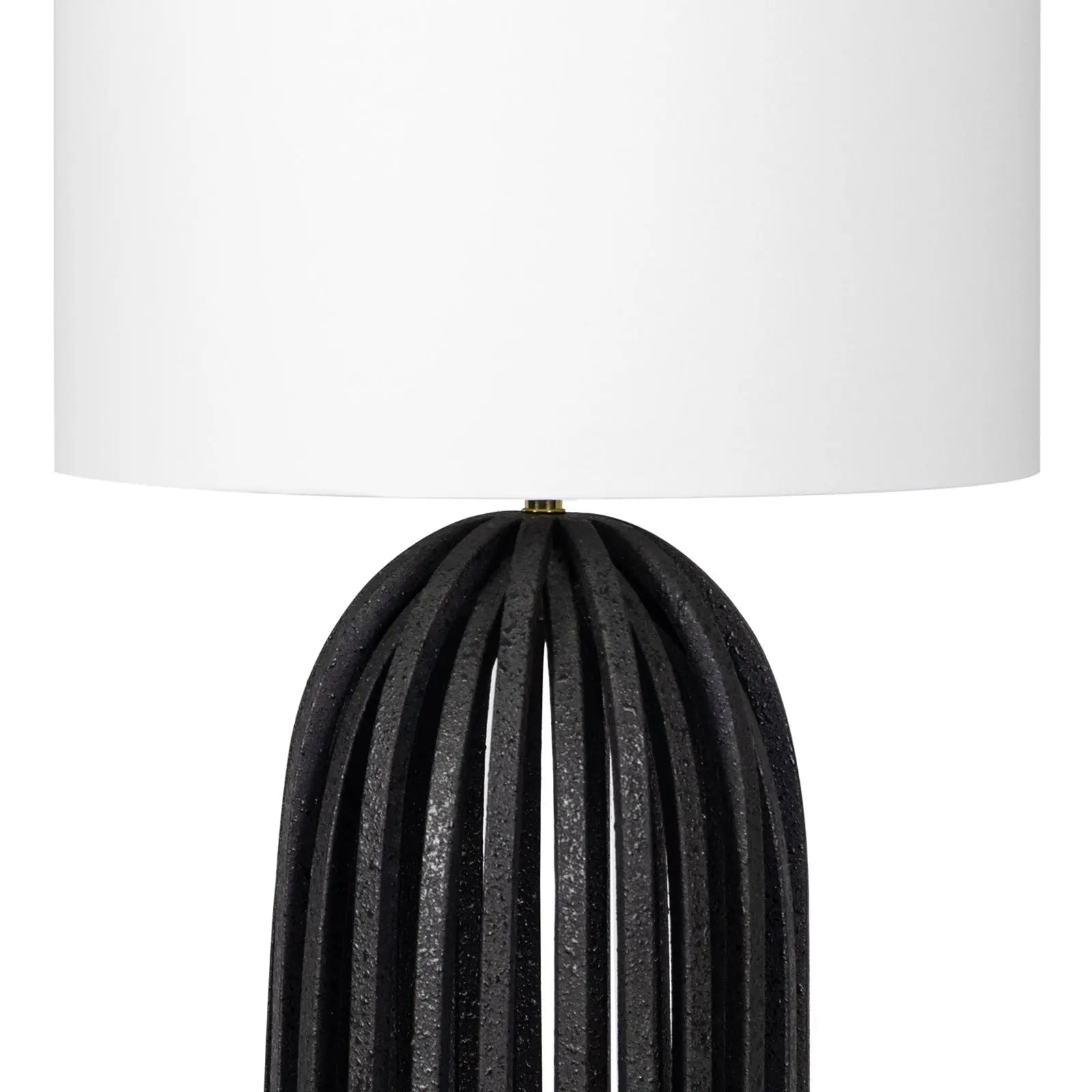 Webbed Table Lamp – Blackened Iron with Linen Shade - Villa Decor & Design
