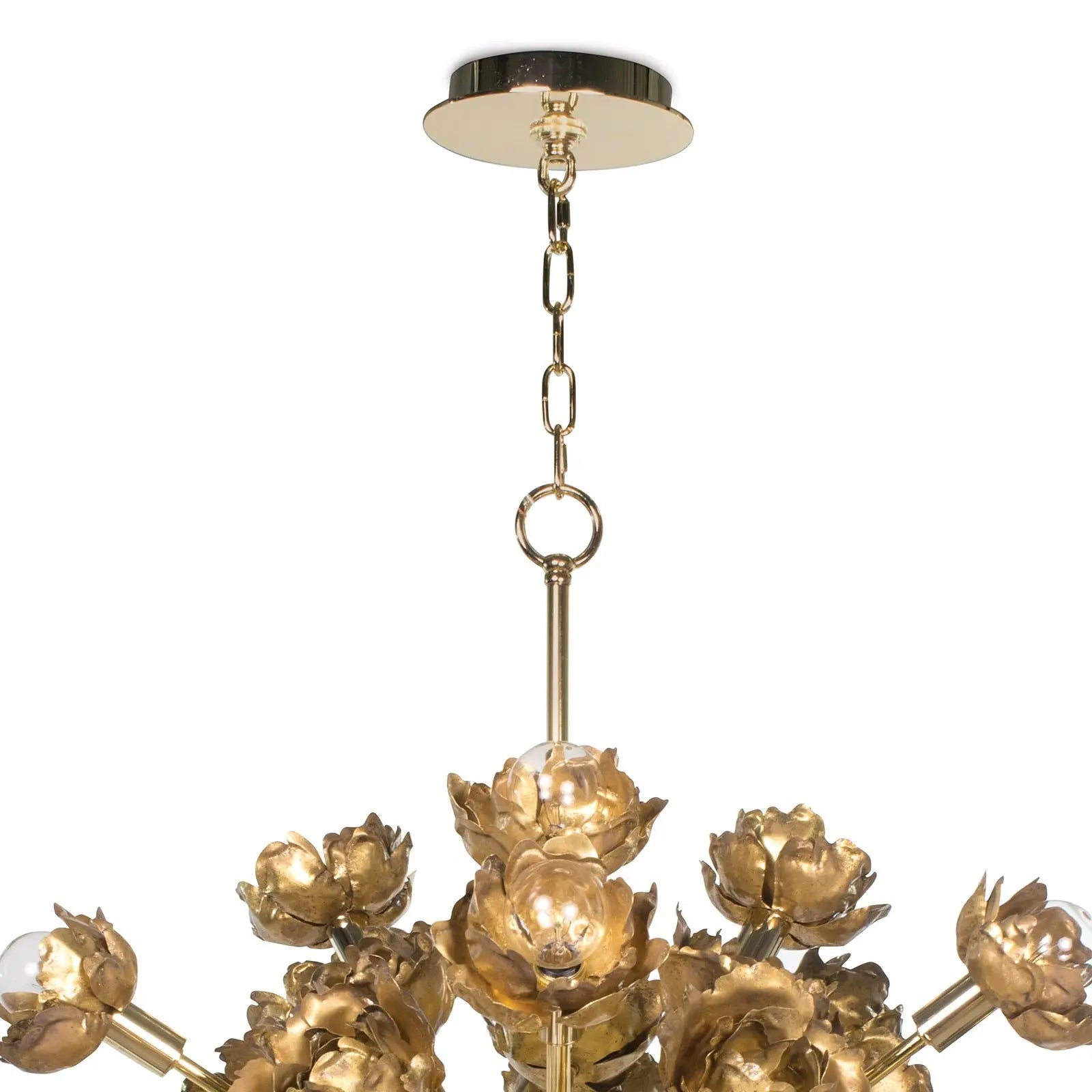 Adeline Chandelier - gold floral sculpture chandelier with 22 lights and blossom-like accents by Regina Andrew for statement dining room lighting