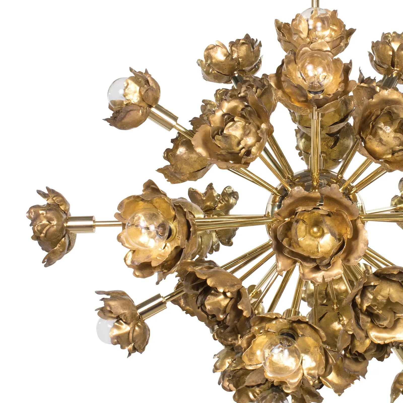 Adeline Chandelier - gold floral sculpture chandelier with 22 lights and blossom-like accents by Regina Andrew for statement dining room lighting