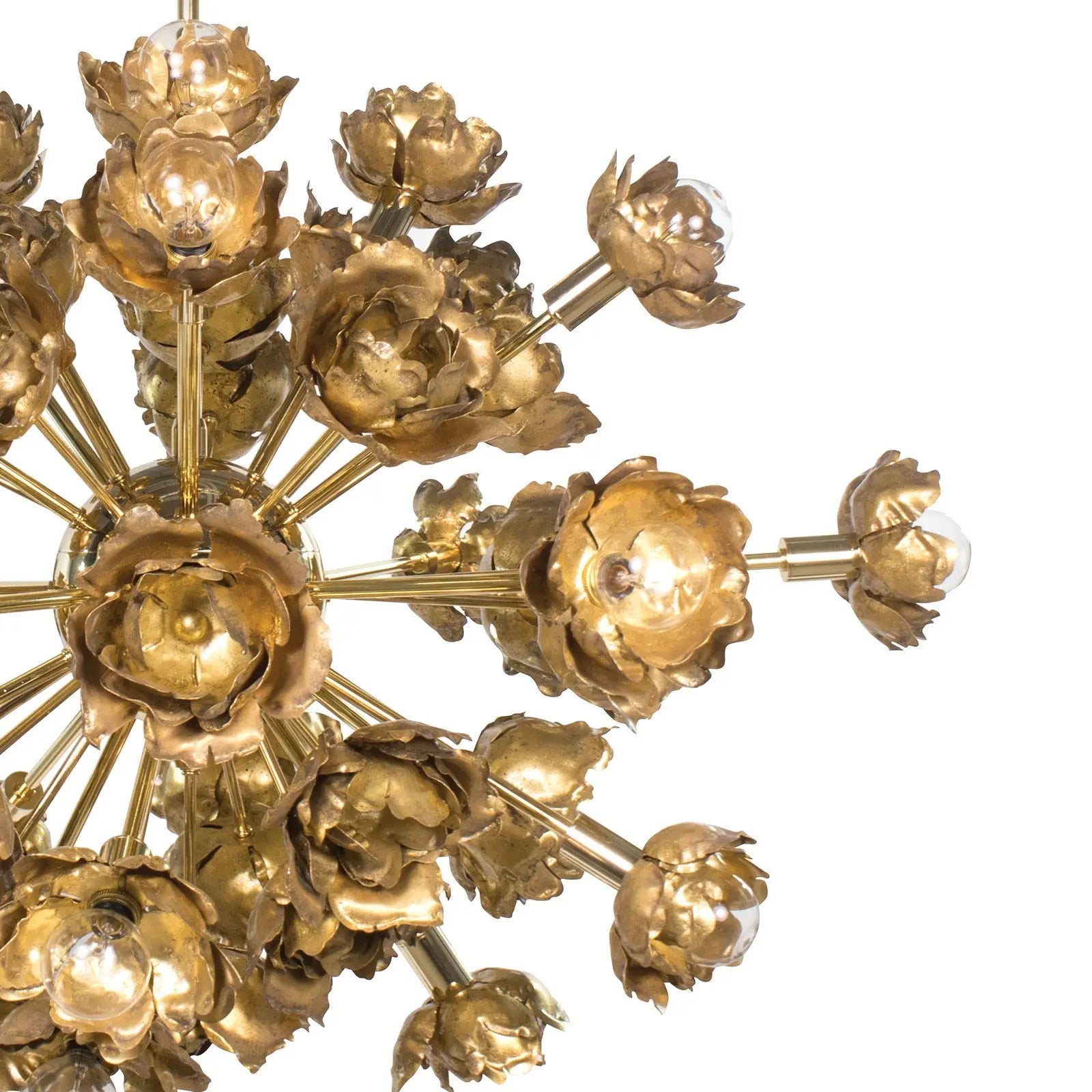 Adeline Chandelier - gold floral sculpture chandelier with 22 lights and blossom-like accents by Regina Andrew for statement dining room lighting