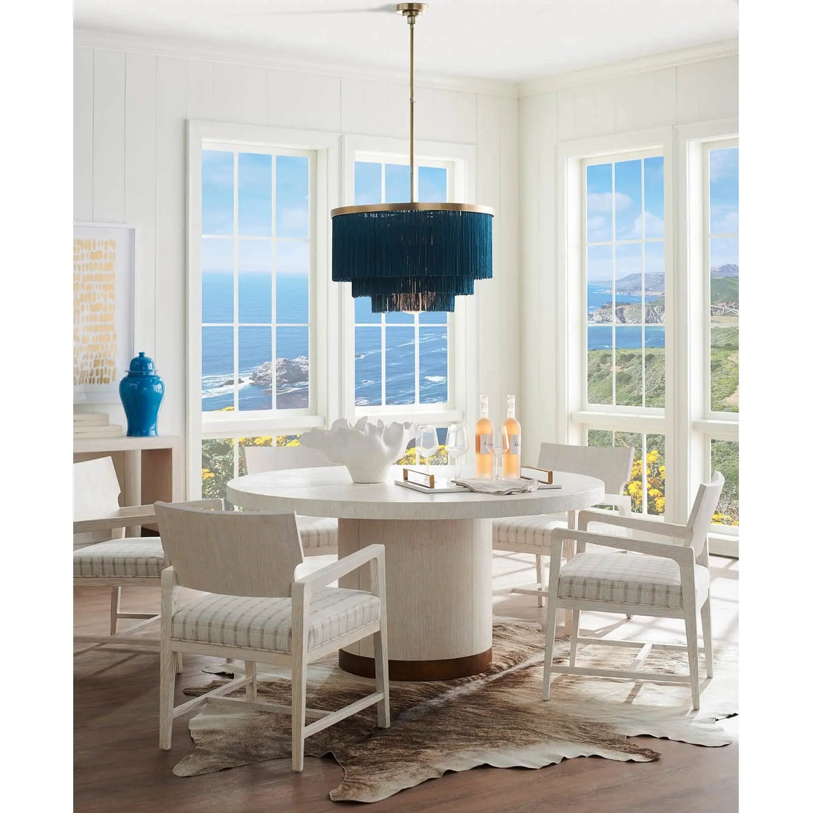 Cabaret Fringe Chandelier - 3-Layer Fabric Fringe & Brass Light - Villa Decor & Design