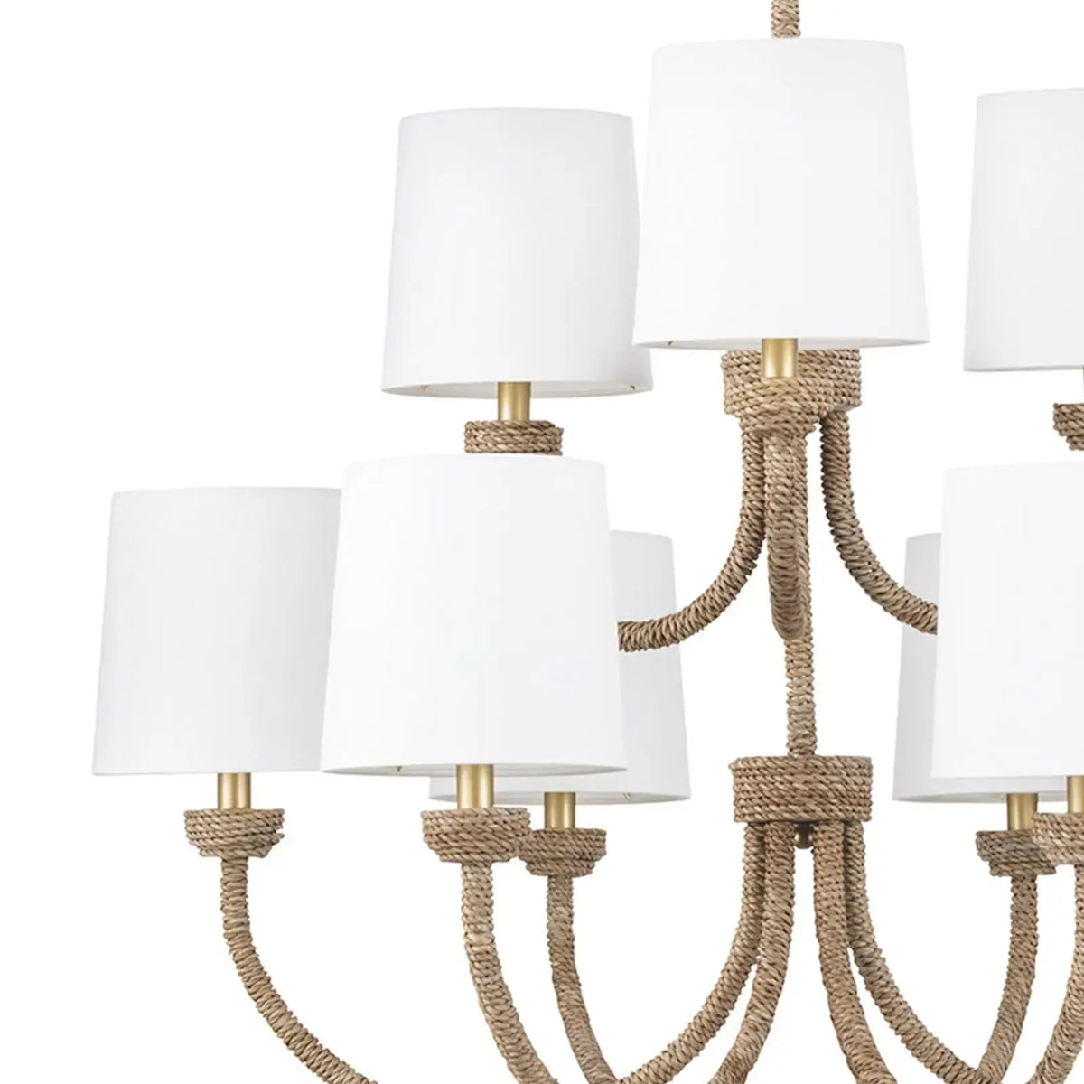 Bimini large seagrass chandelier, angled view