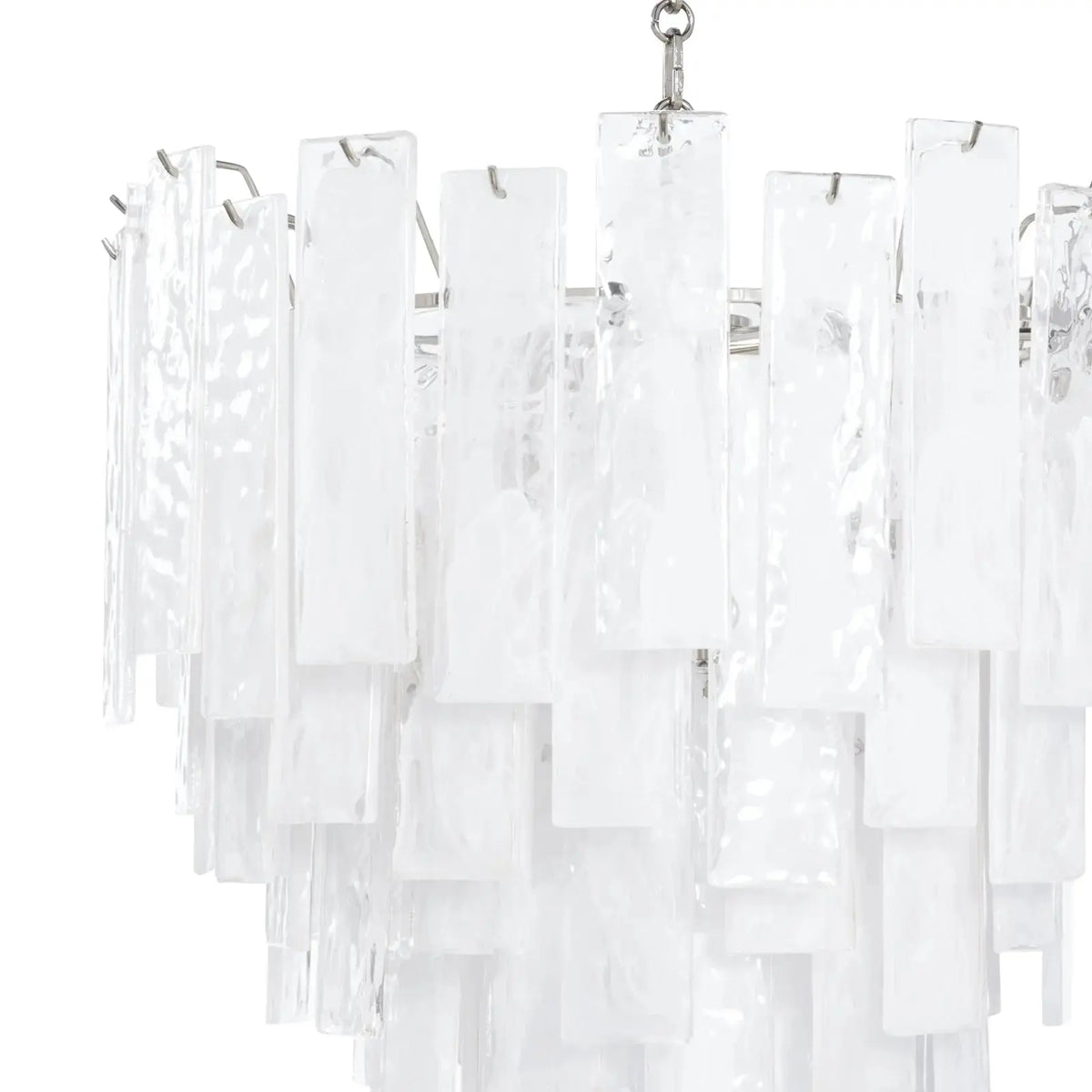 Glacier polished nickel chandelier, large size, front view