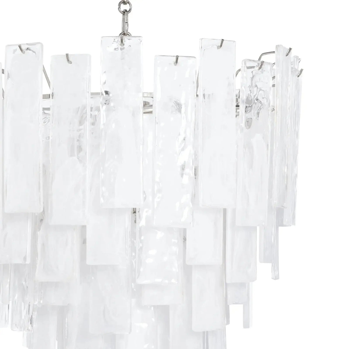 Glacier polished nickel chandelier, large size, angled view