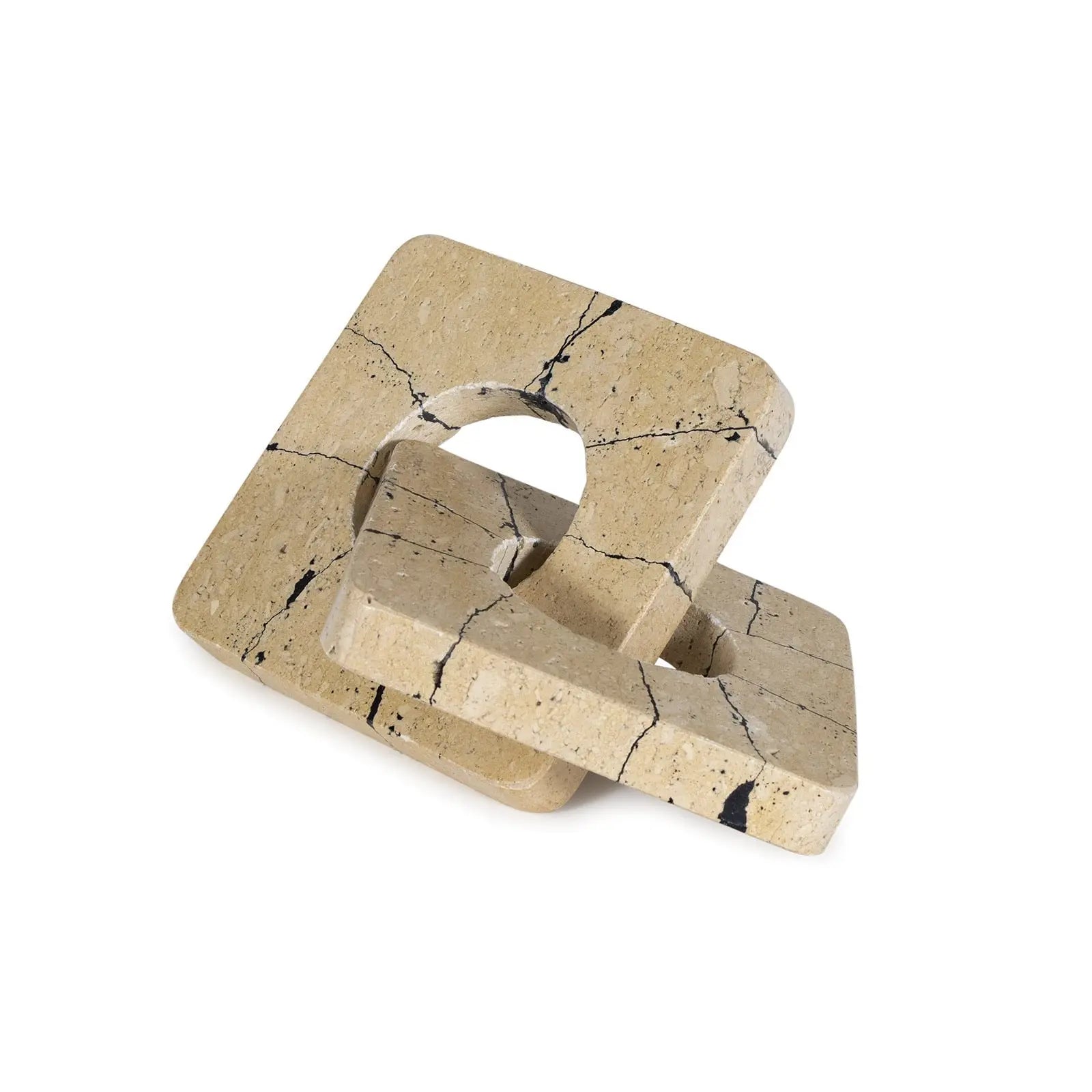 Gemini Marble Accessory | Travertine Kintsugi Inspired Sculpture - Villa Decor & Design