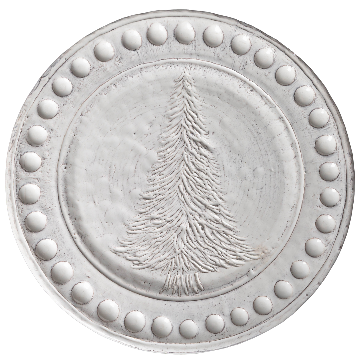 Charger/Platter, White with Etched Tree