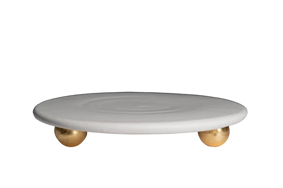 Catalina Footed Cheese / Cake Plate | Matte White Ceramic Cake Stand - Villa Decor & Design