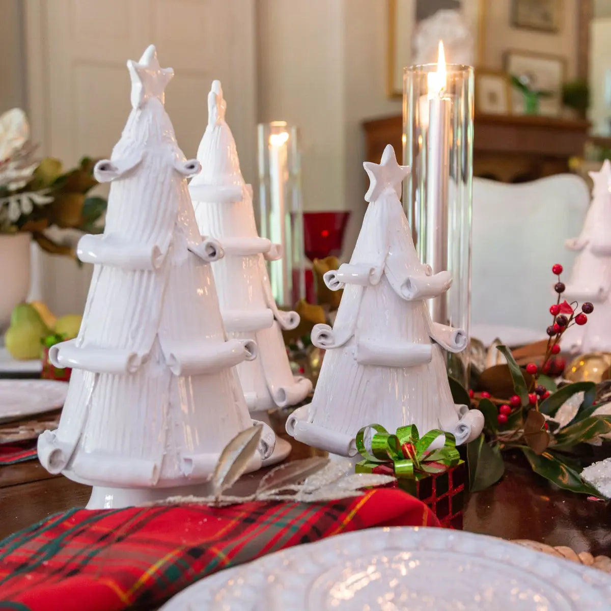 White Christmas Tree with Curled Branches – Handmade in Italy | Large & Medium - Villa Decor & Design