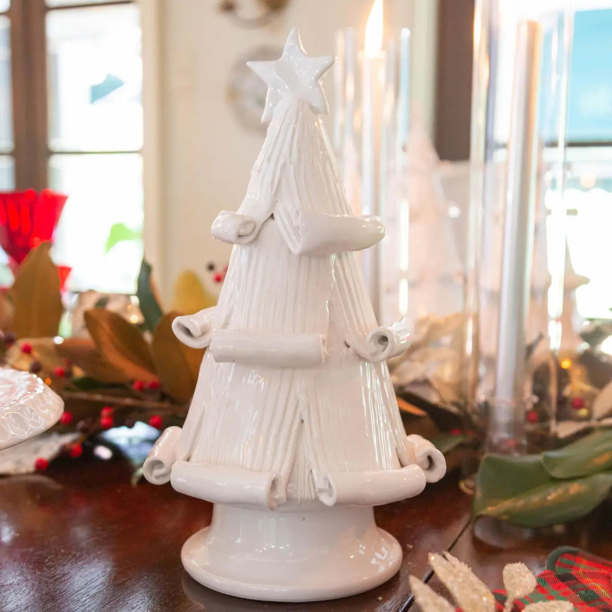 White Christmas Tree with Curled Branches – Handmade in Italy | Large & Medium - Villa Decor & Design