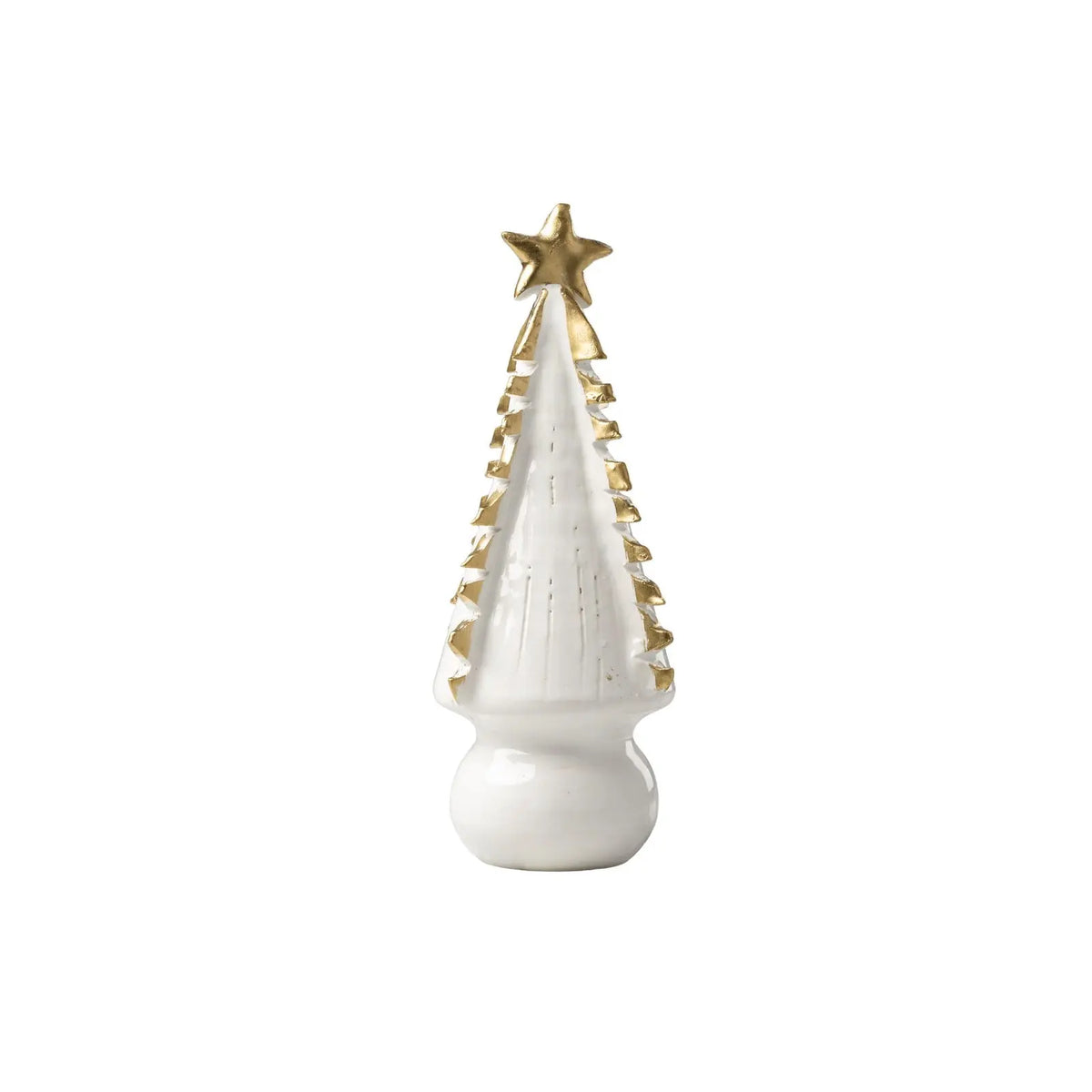 White Christmas Tree with Gold Tipped Branches (Medium or Large) | White Italian Ceramic Christmas Tree Gold Tipped Abigails