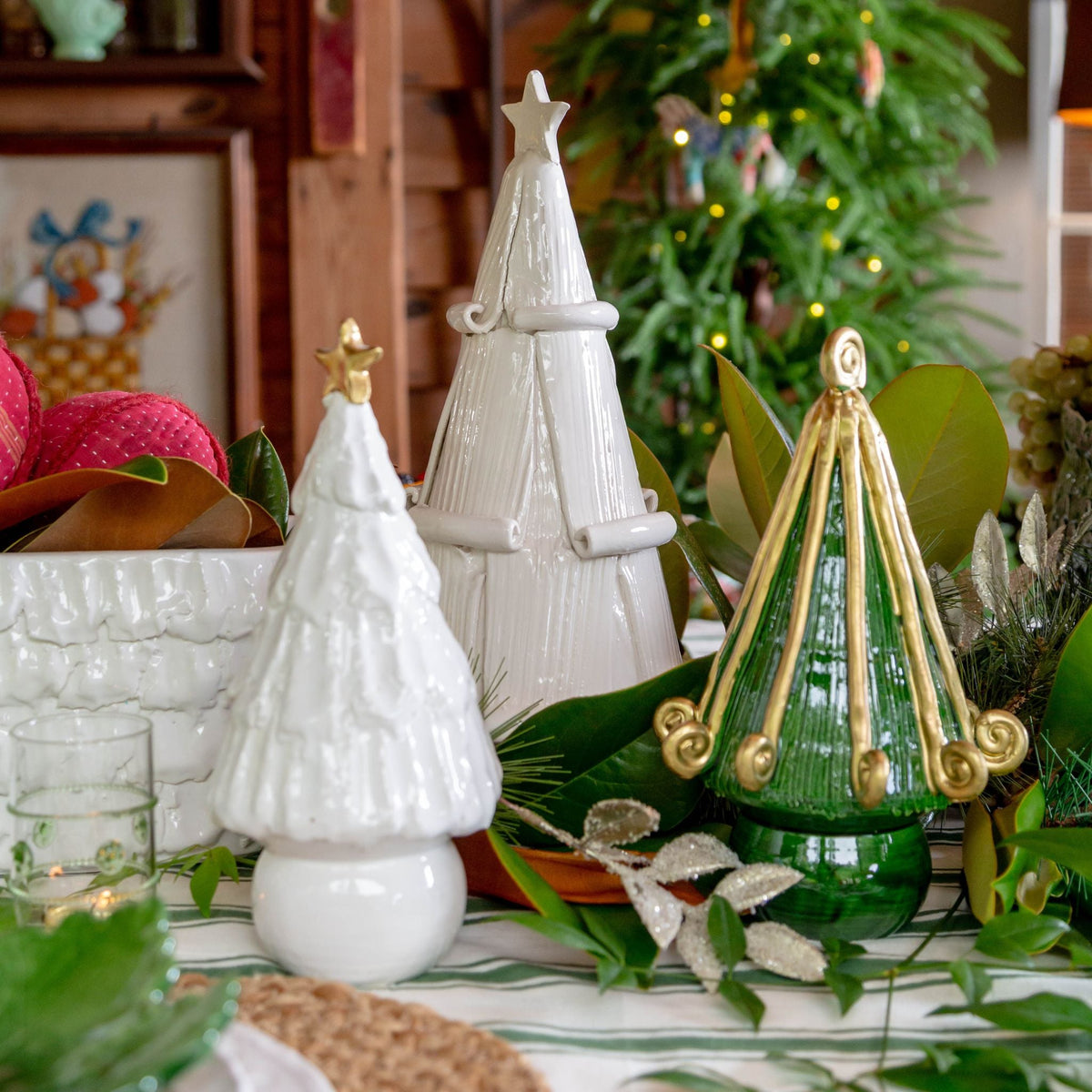 White Frosted Christmas Tree with Gold Star