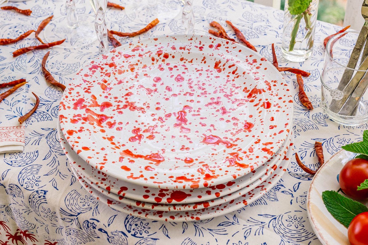 Taverna Speckled Dinner Plates, Red/White – Set of 4