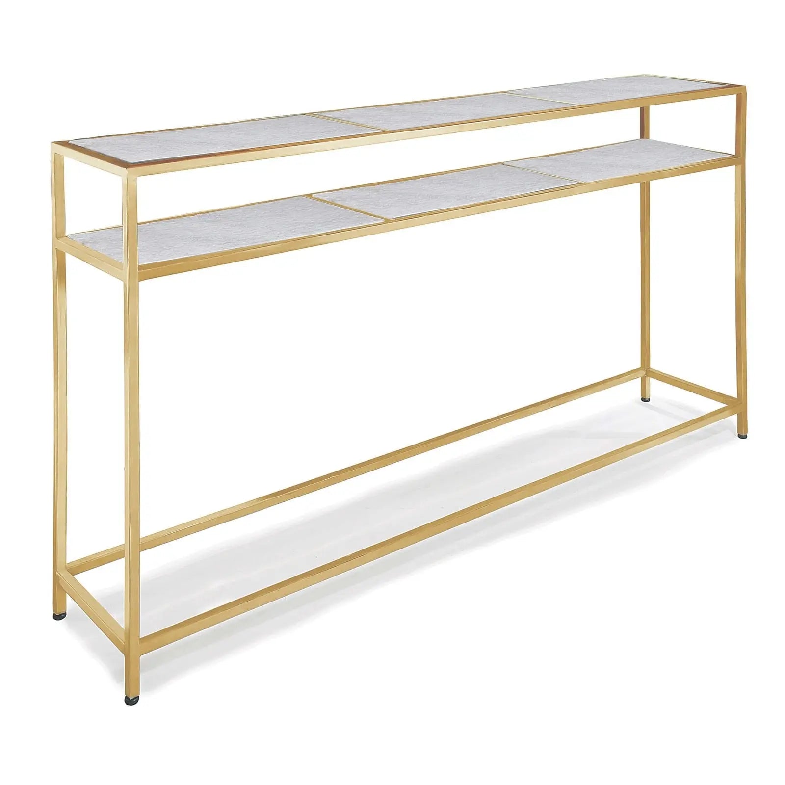 Echelon Console Table - 54" Symmetrical Marble & Brass Entry Table - Villa Decor & Design