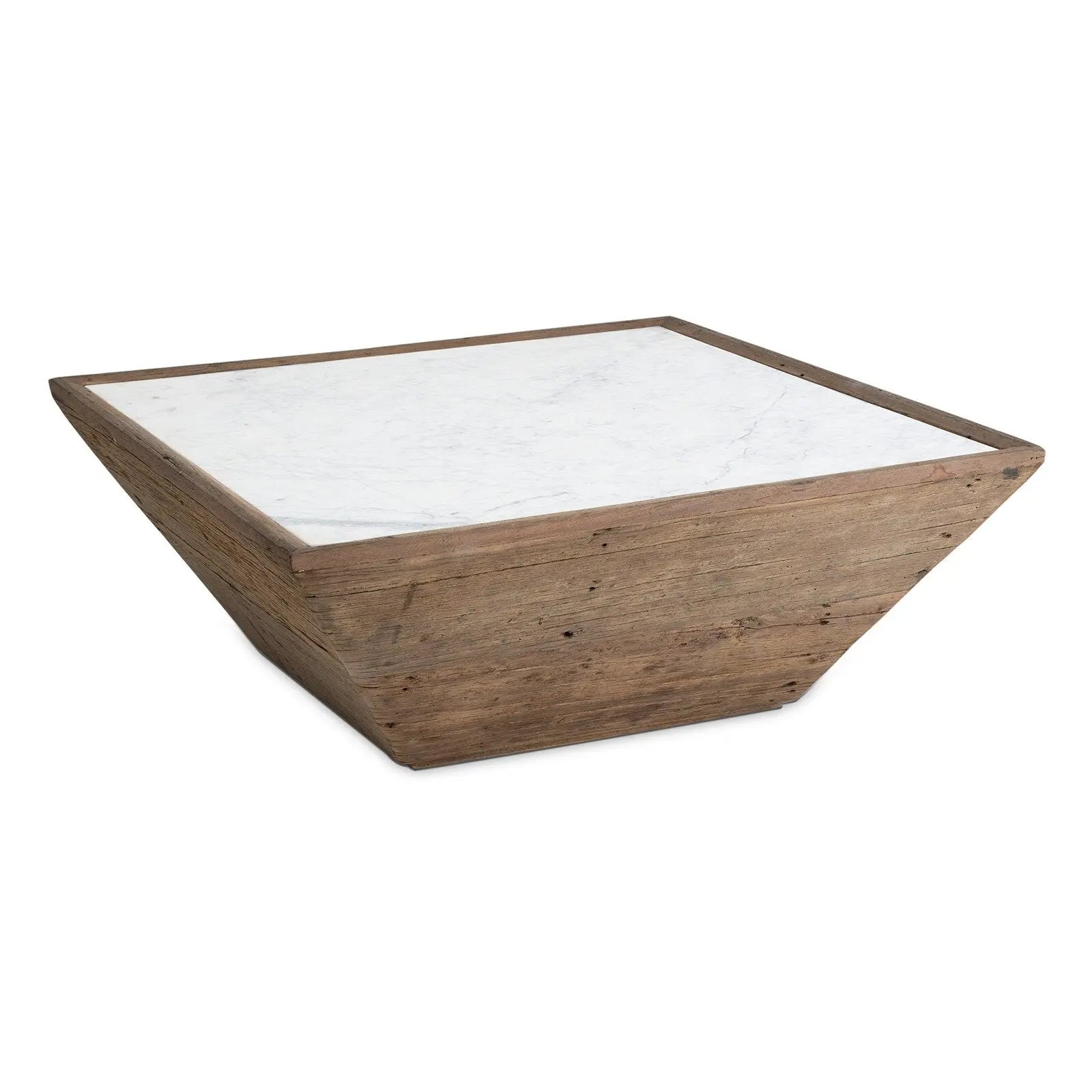 Regina Andrew Vale Wood Coffee Table with Reclaimed Wood and Marble Top