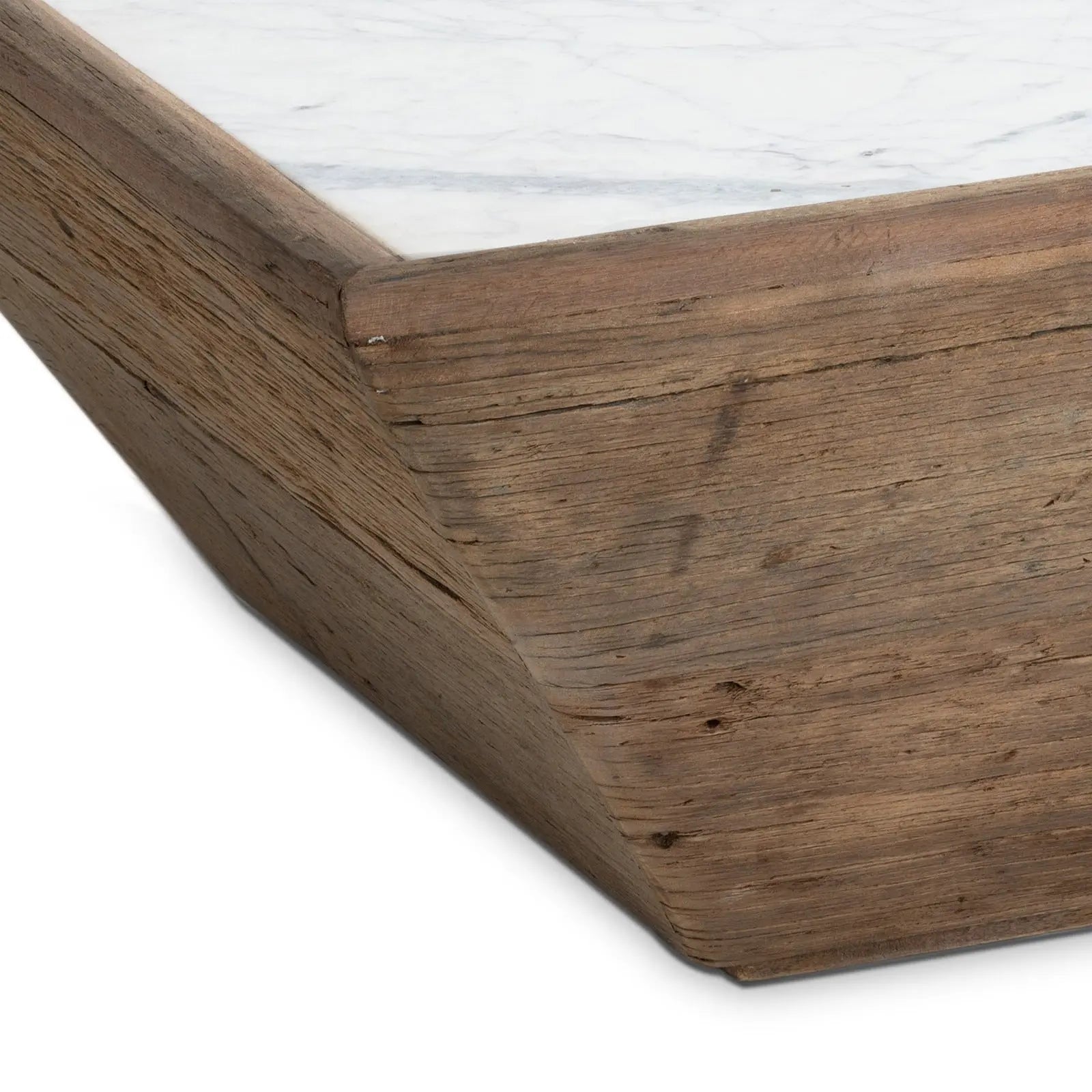Regina Andrew Vale Wood Coffee Table with Reclaimed Wood and Marble Top