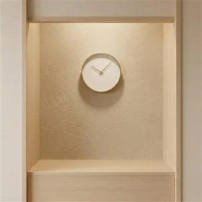 White w/Gold Simple Dial Clock Dia 16" - Minimalist Matte Brass Wall Clock