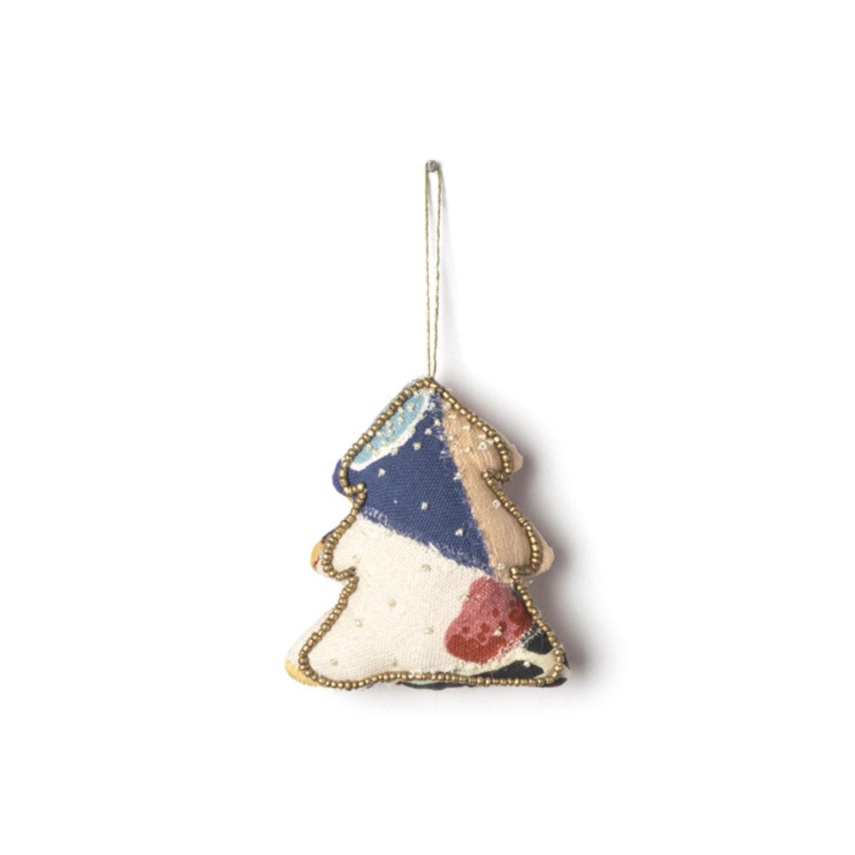 Kantha Beaded ZigZag Tree Ornaments – Set of 4