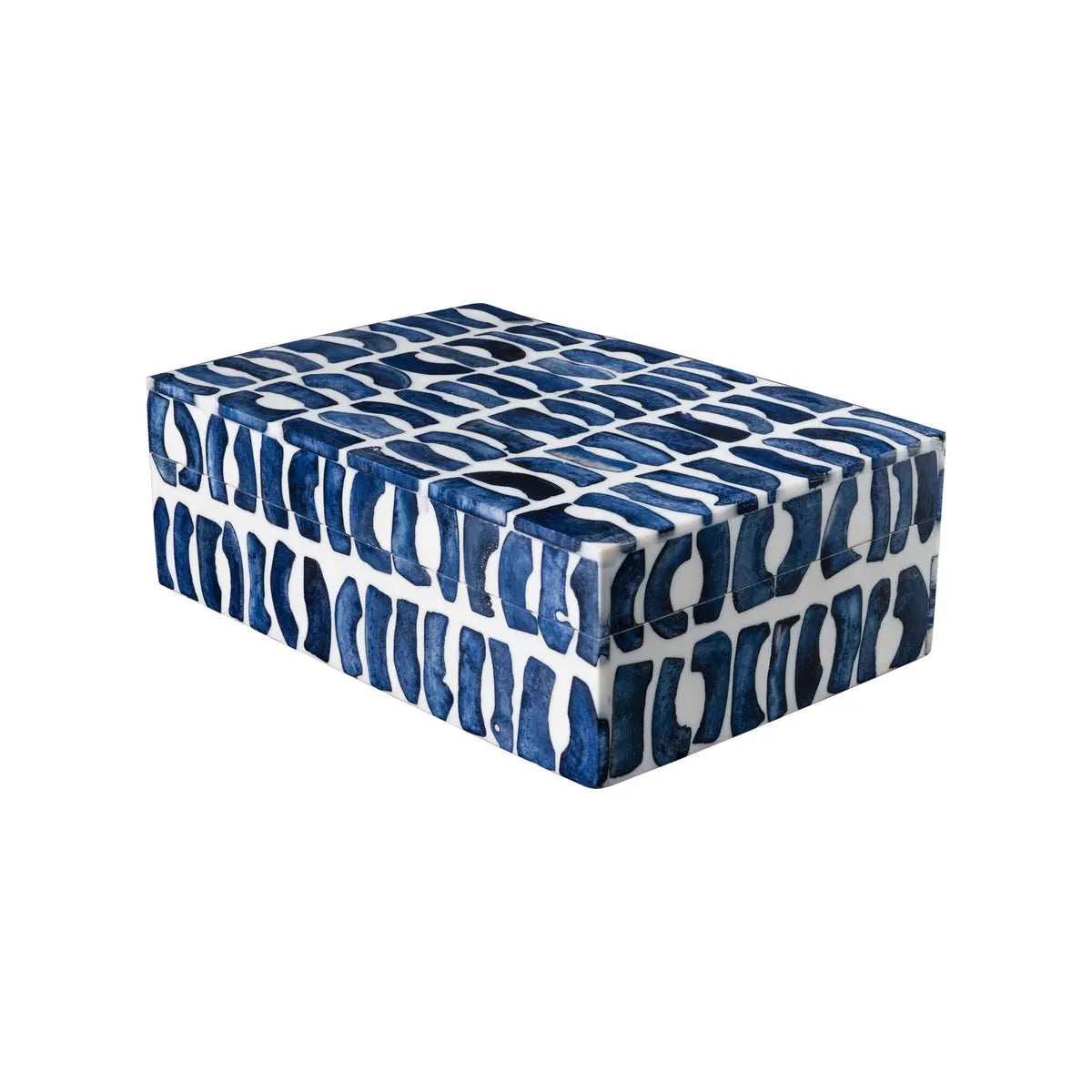 Bone Inlaid Box, Blue and White | Blue and White Bone Inlay Box - Villa Decor & Design