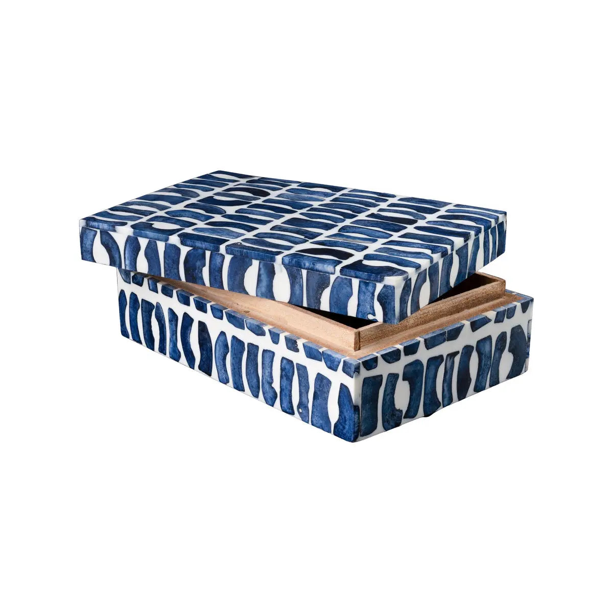 Bone Inlaid Box, Blue and White | Blue and White Bone Inlay Box - Villa Decor & Design