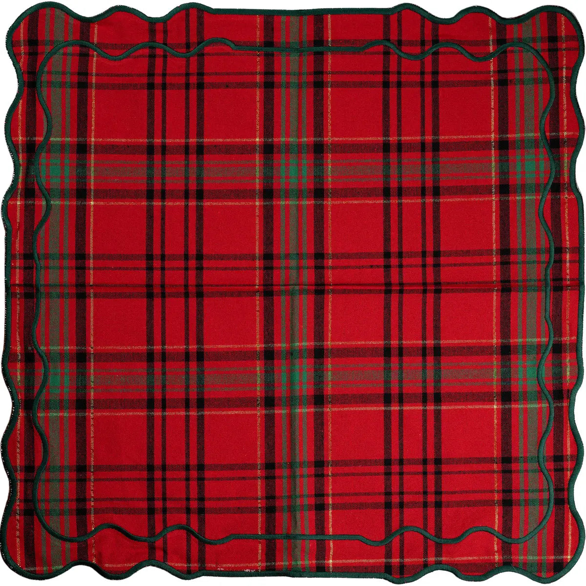 Red & Green Tartan Placemat – Festive Cotton Holiday Table Accent - Villa Decor & Design