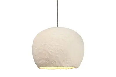 Paper Mache Pendant Light - Off-White Recycled Paper | Small or Large - Villa Decor & Design