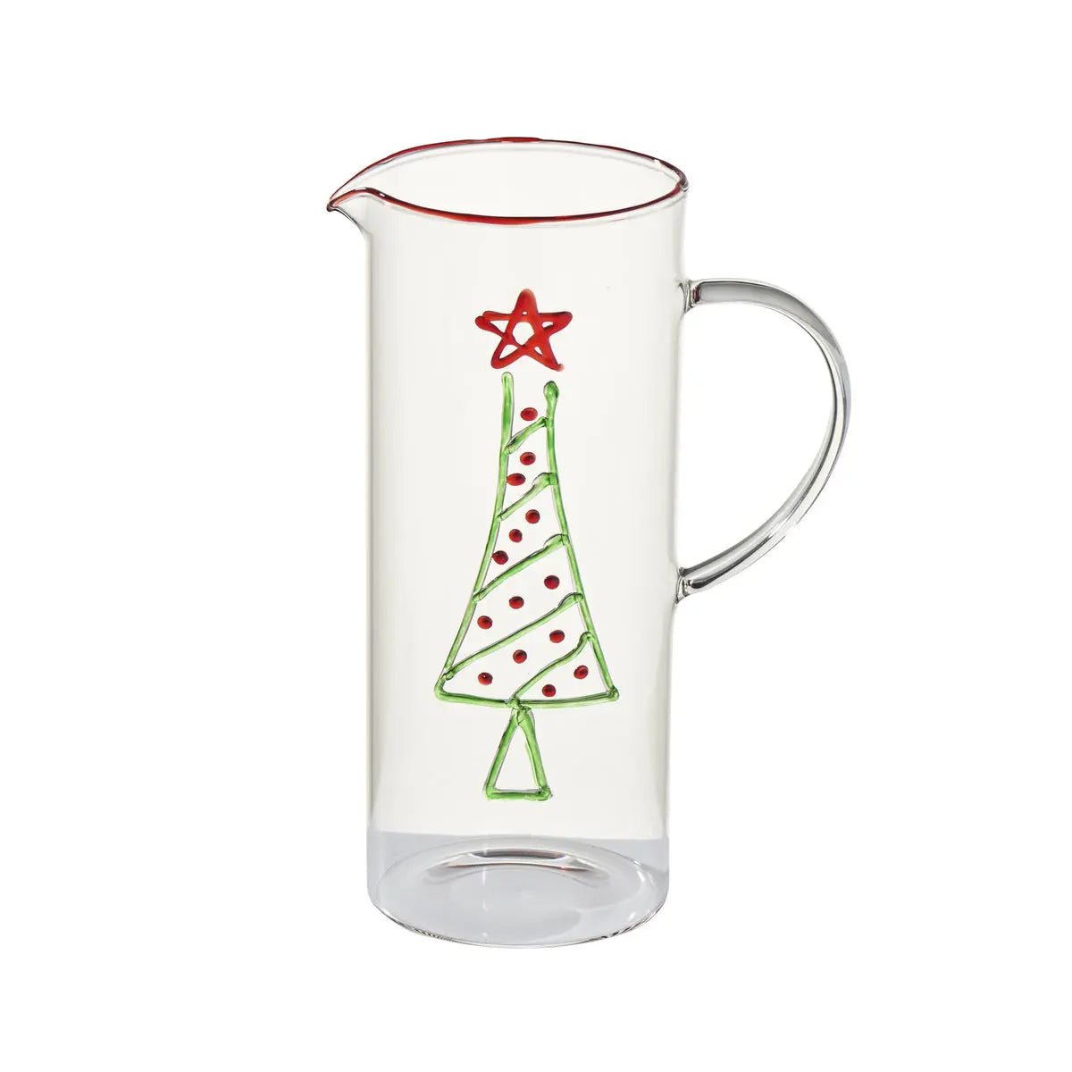 Handmade Christmas Tree Pitcher - festive ceramic holiday drinkware with applied tree design for seasonal entertaining and table décor
