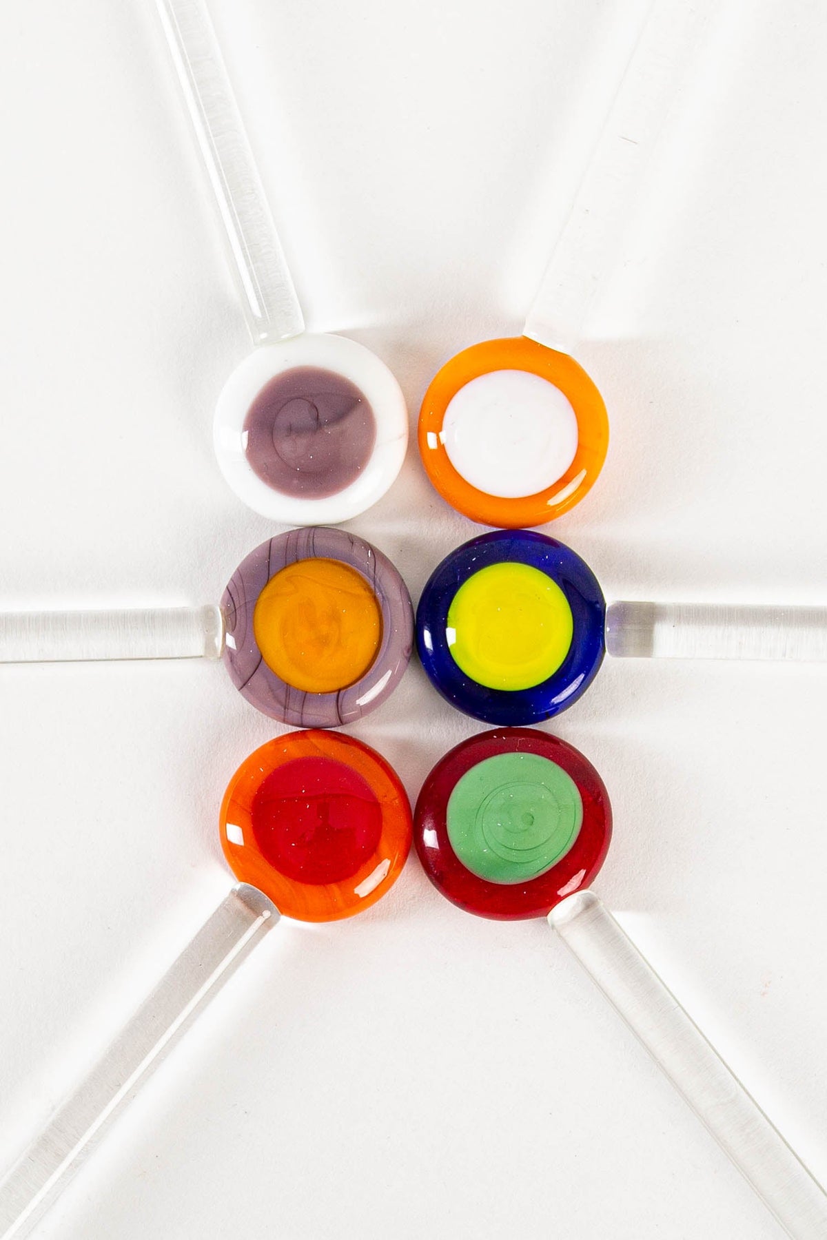 Multicolored Swizzle Glass Stirring Sticks – Set of 6