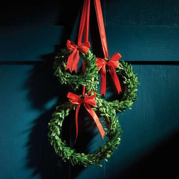 Boxwood Wreaths with Red Ribbons - Set of 3 Preserved Greenery Napa Home & Garden