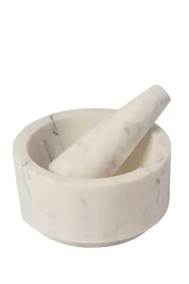 White Marble Mortar & Pestle – Durable handcrafted kitchen tool for grinding spices and herbs
