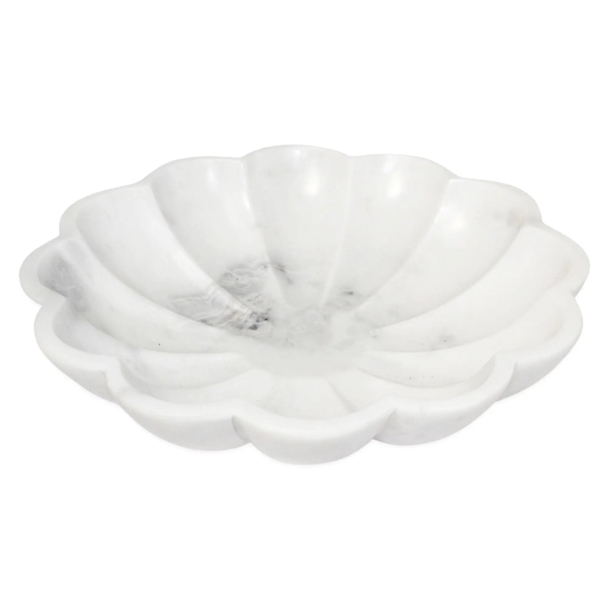 White Marble Lotus Bowl - Sculptural Floral Design (7" or 9") - Villa Decor & Design