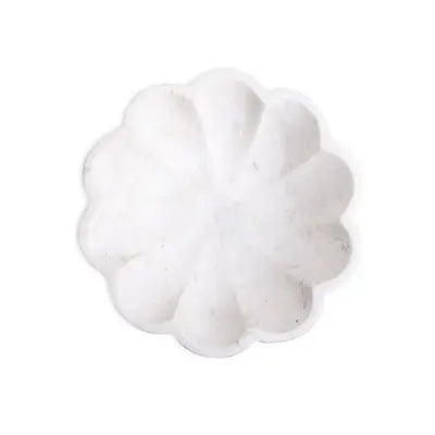 White Marble Lotus Bowl - Sculptural Floral Design (7" or 9") - Villa Decor & Design